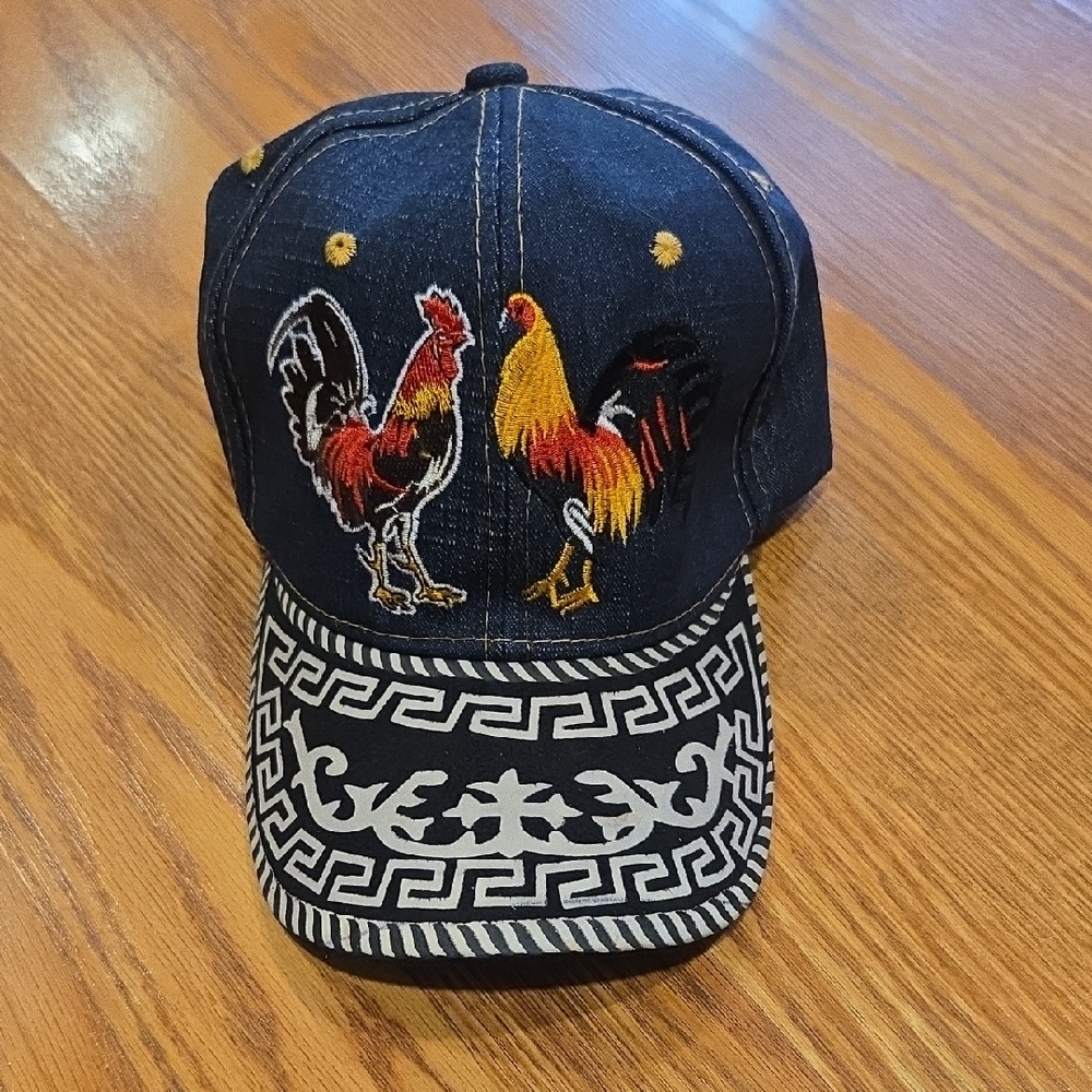 Embroidered Rooster Denim Cap